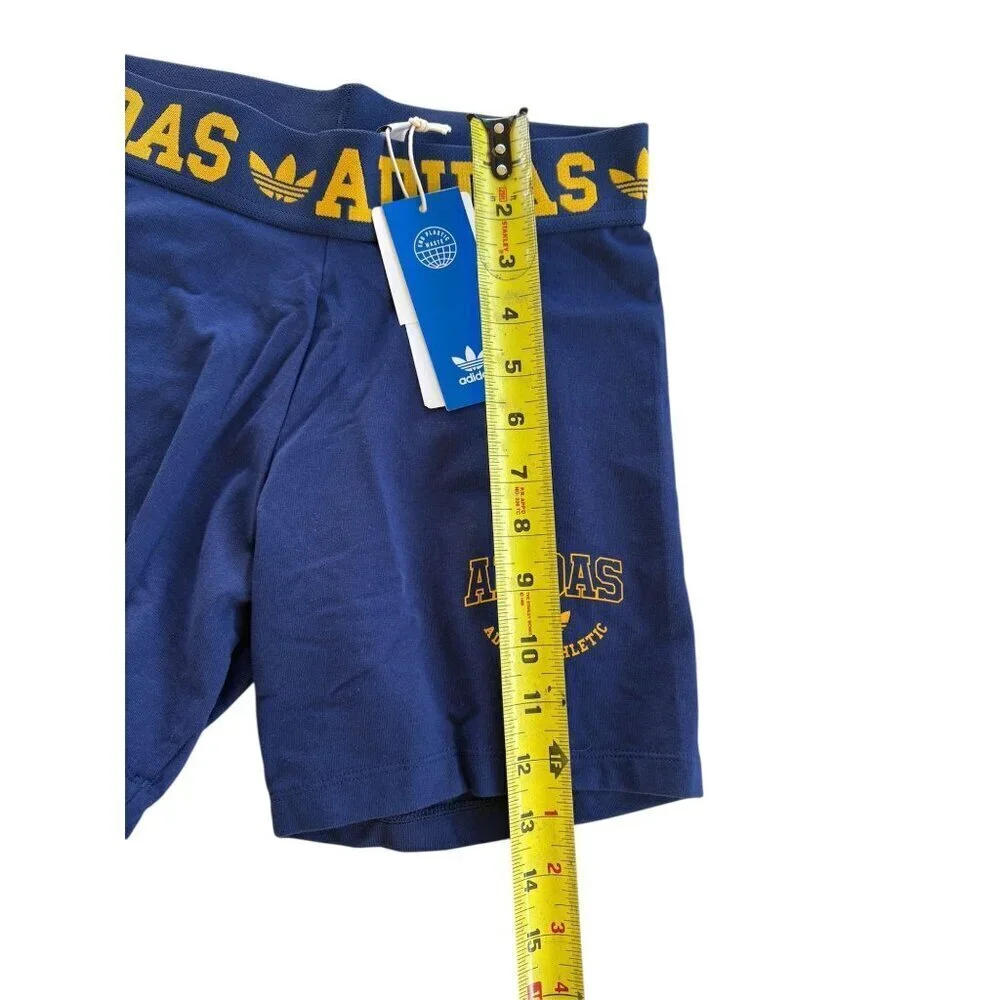 Adidas Womens Booty Shorts Blue/Yellow Size S Athletic Fit Cotton Blend Comfort
